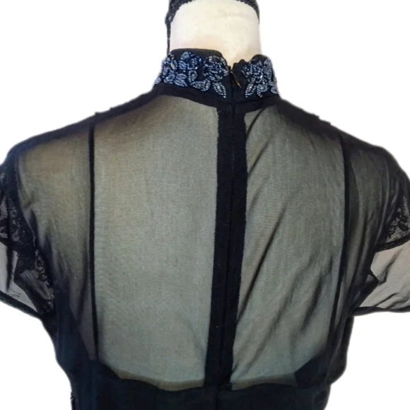 Vintage :: Ste'nay Sequin Regency Beaded Black Maxi Formal Event Dress Size 12 - Picture 9 of 13